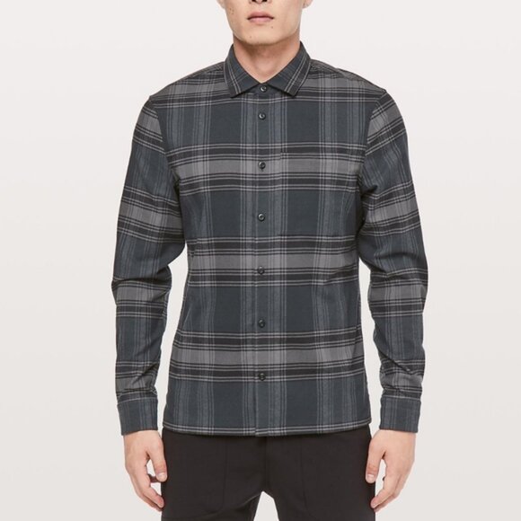 Lululemon Men’s Mason Peak Flannel Shirt - Black/Grey - Picture 1 of 6